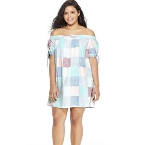 Vineyard Vines Patchwork well off the shoulder short sleeves dress Sz.2X